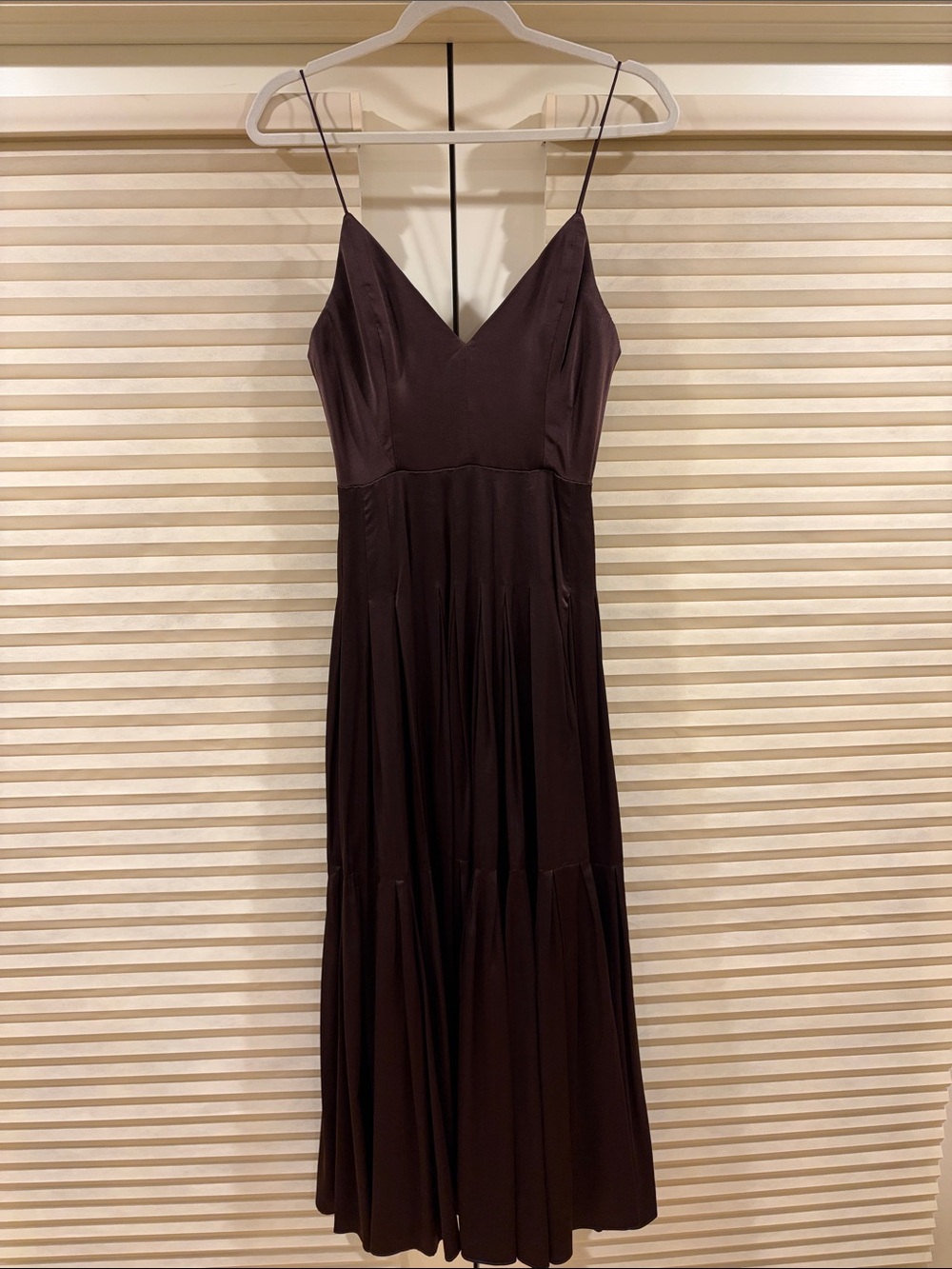 NWOT Alex Perry Chocolate Brown Spaghetti Strap Maxi Dress, Size US 6
